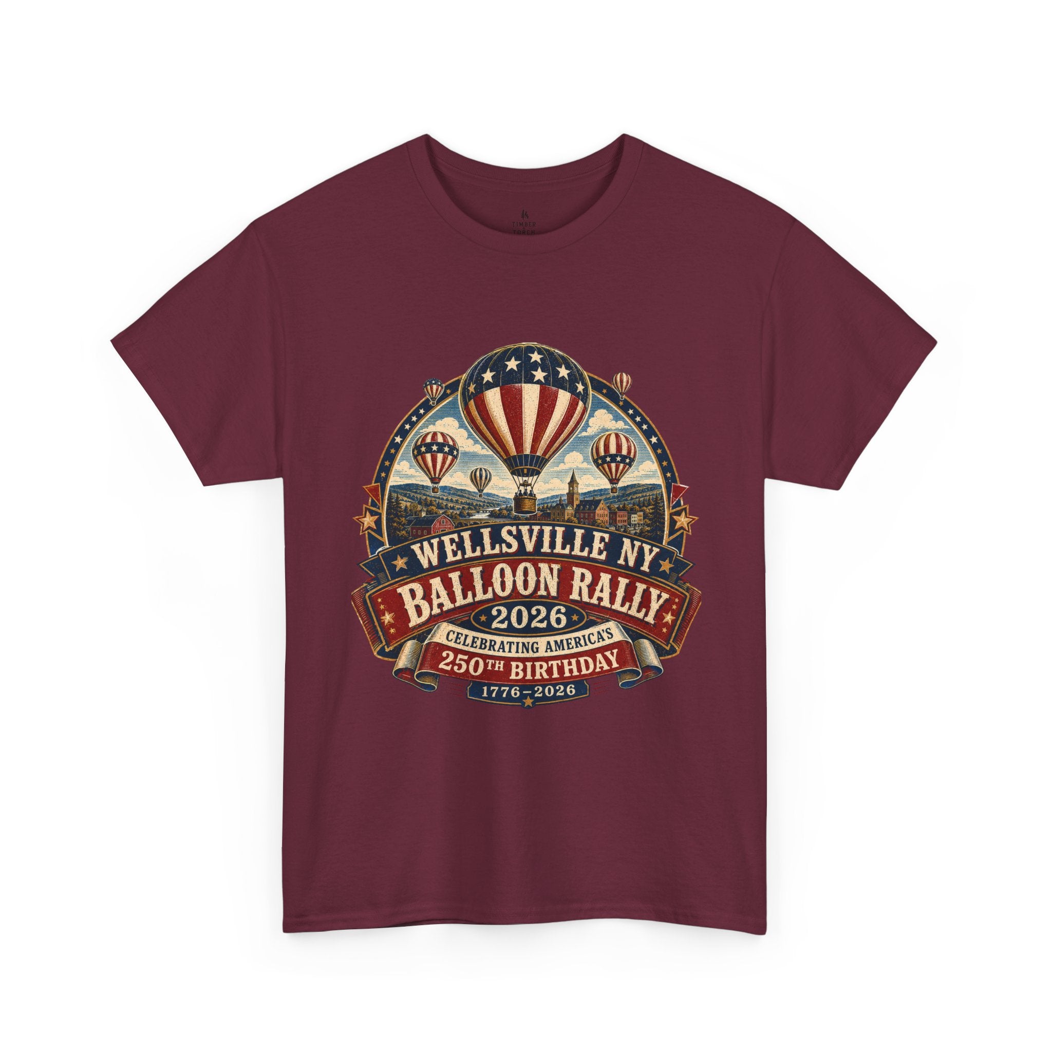 Wellsville NY Balloon Rally 2026 America 250 Vintage Festival T-Shirt