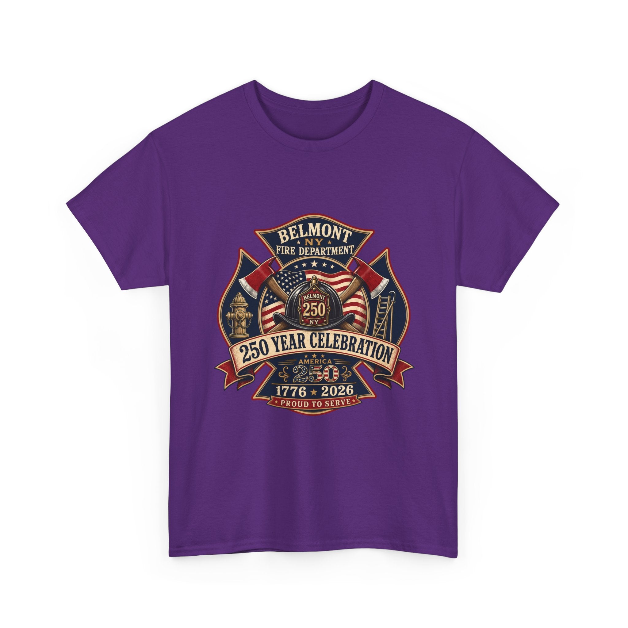 T-Shirt — Belmont NY Fire Department 250 Year Celebration 1776–2026 Commemorative Tee