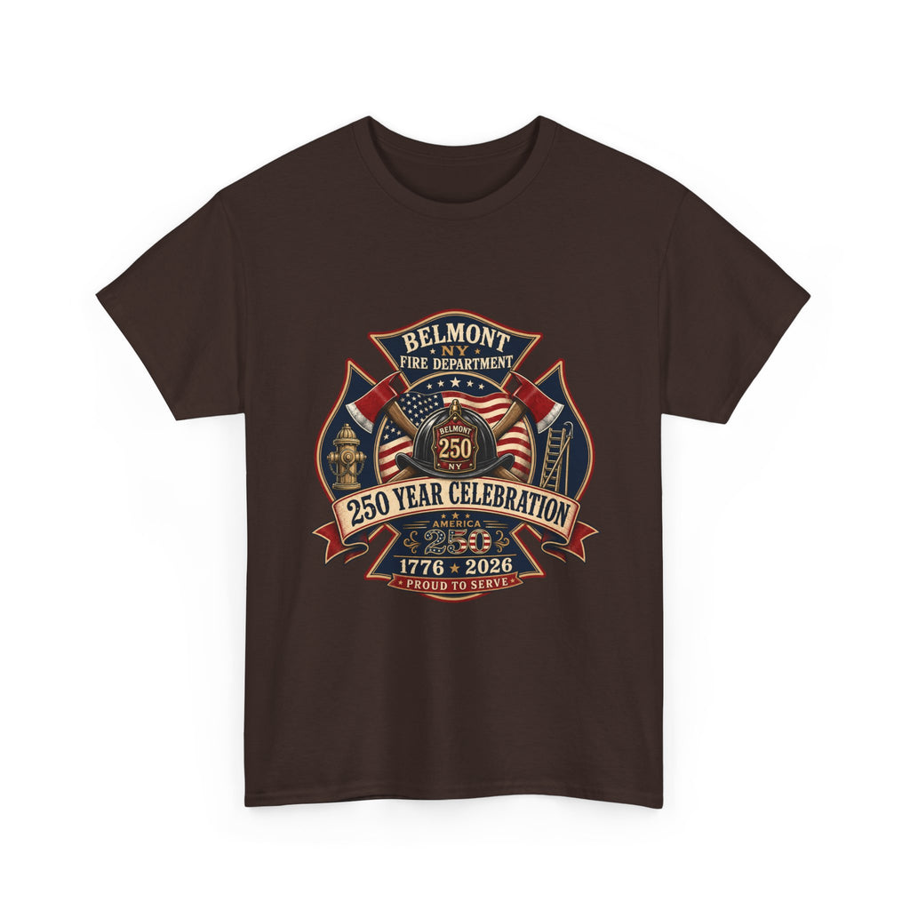 T-Shirt — Belmont NY Fire Department 250 Year Celebration 1776–2026 Commemorative Tee