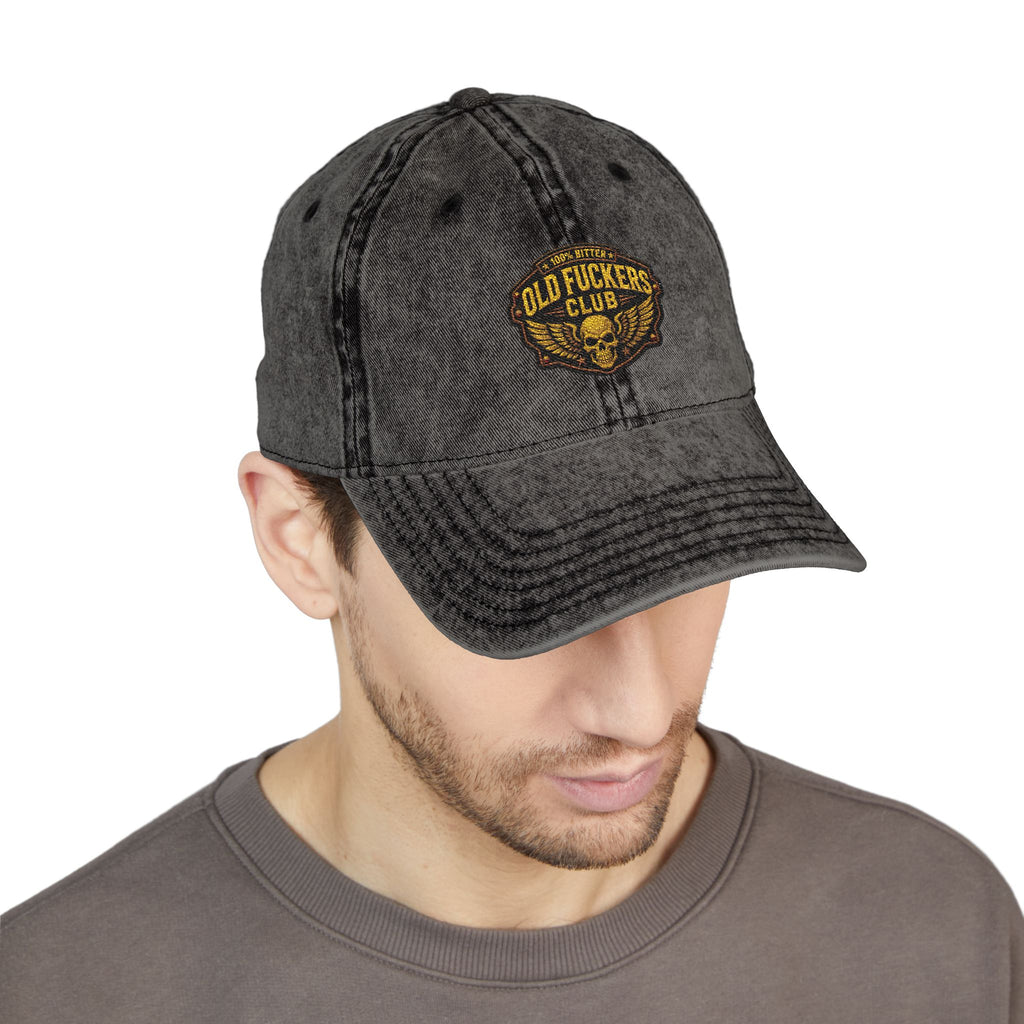 Vintage Embroidered Cap — "Old *uckers Club" Distressed Baseball Hat