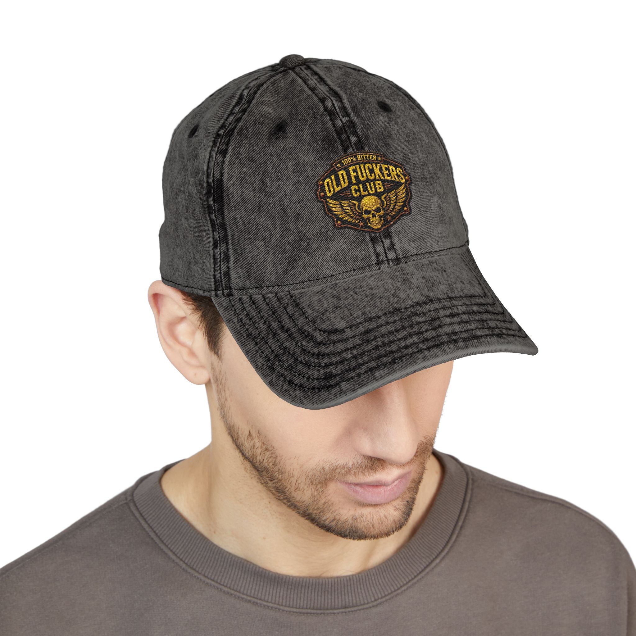 Vintage Embroidered Cap — "Old *uckers Club" Distressed Baseball Hat