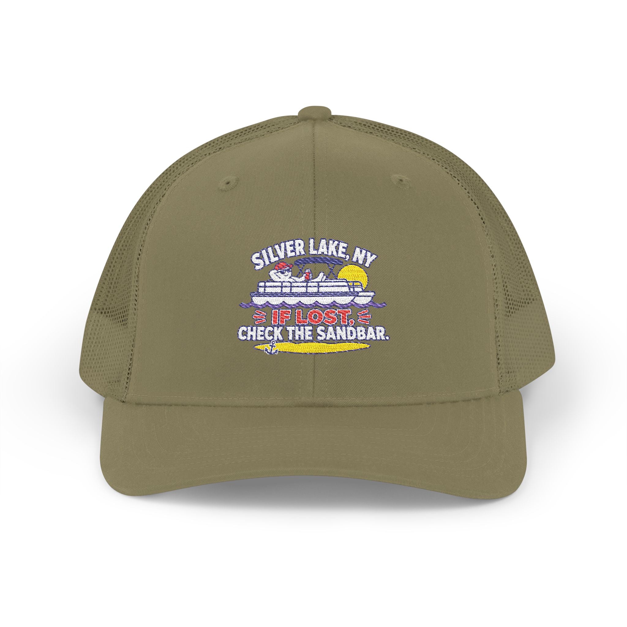Silver Lake NY “If Lost, Check the Sandbar” Embroidered Trucker Hat