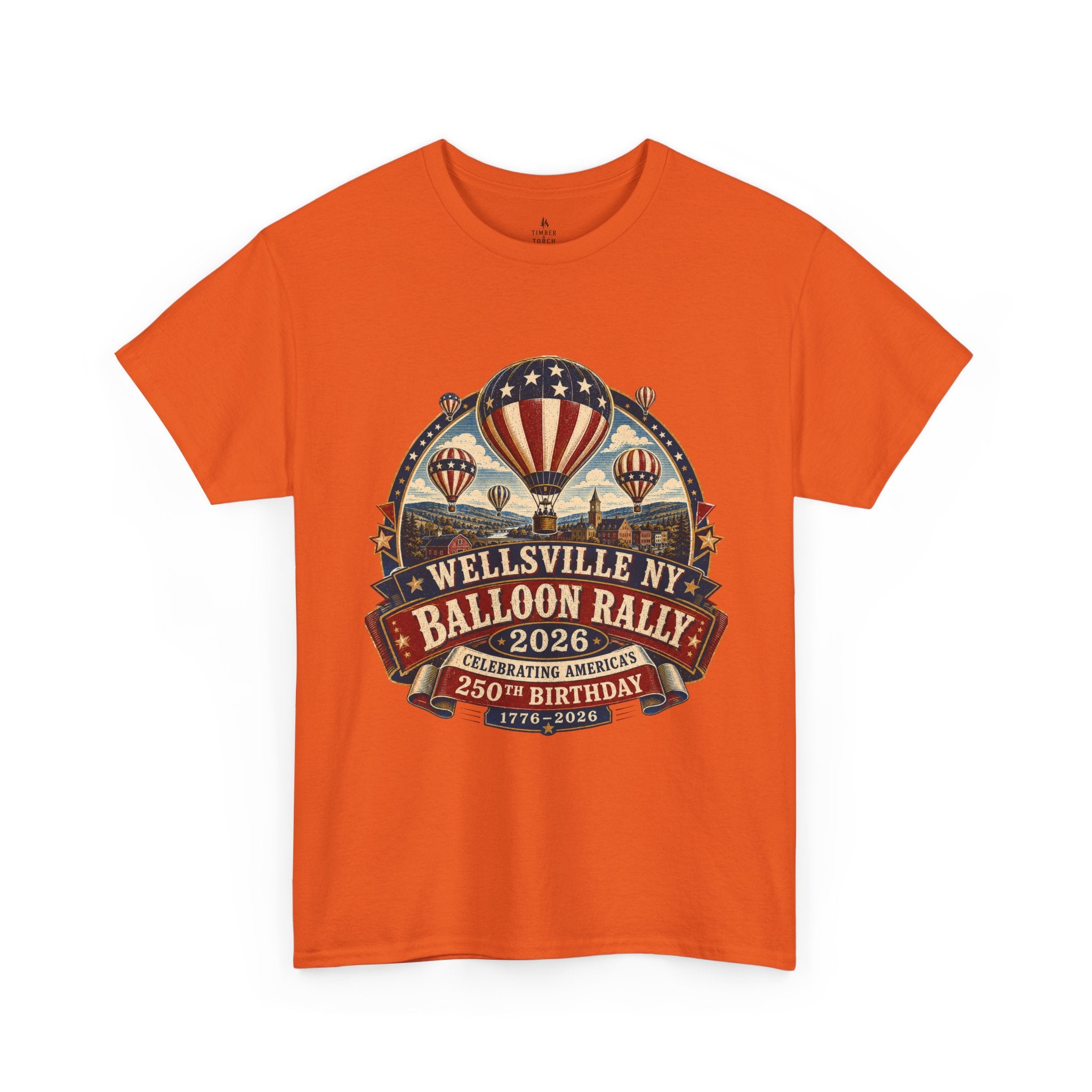 Wellsville NY Balloon Rally 2026 America 250 Vintage Festival T-Shirt