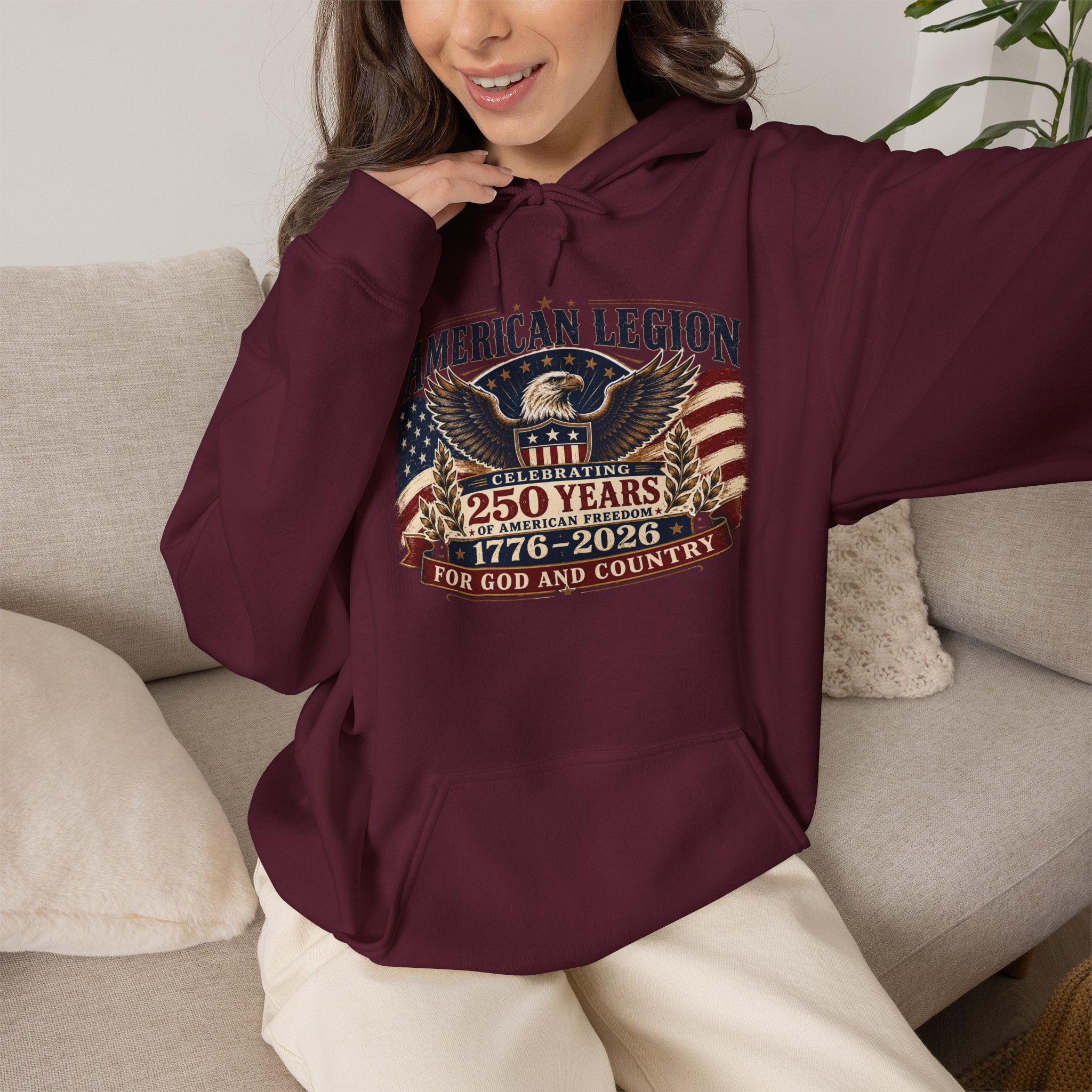 American Legion 250 Years Hoodie — "For God and Country" Patriotic Veteran Sweatshirt
