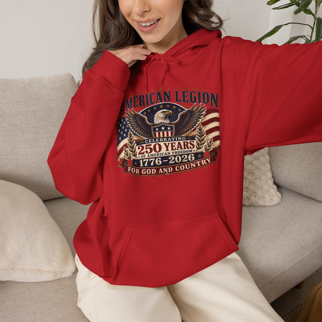 American Legion 250 Years Hoodie — "For God and Country" Patriotic Veteran Sweatshirt