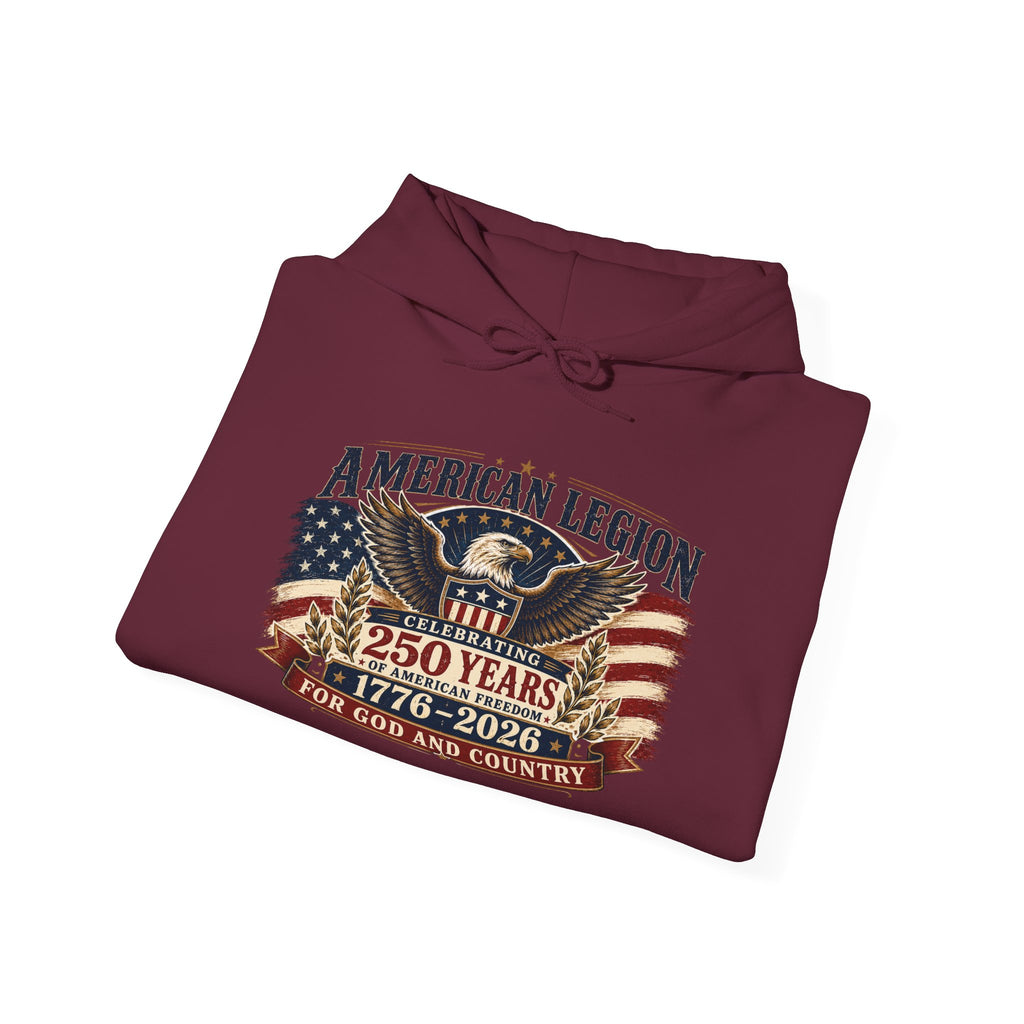 American Legion 250 Years Hoodie — "For God and Country" Patriotic Veteran Sweatshirt