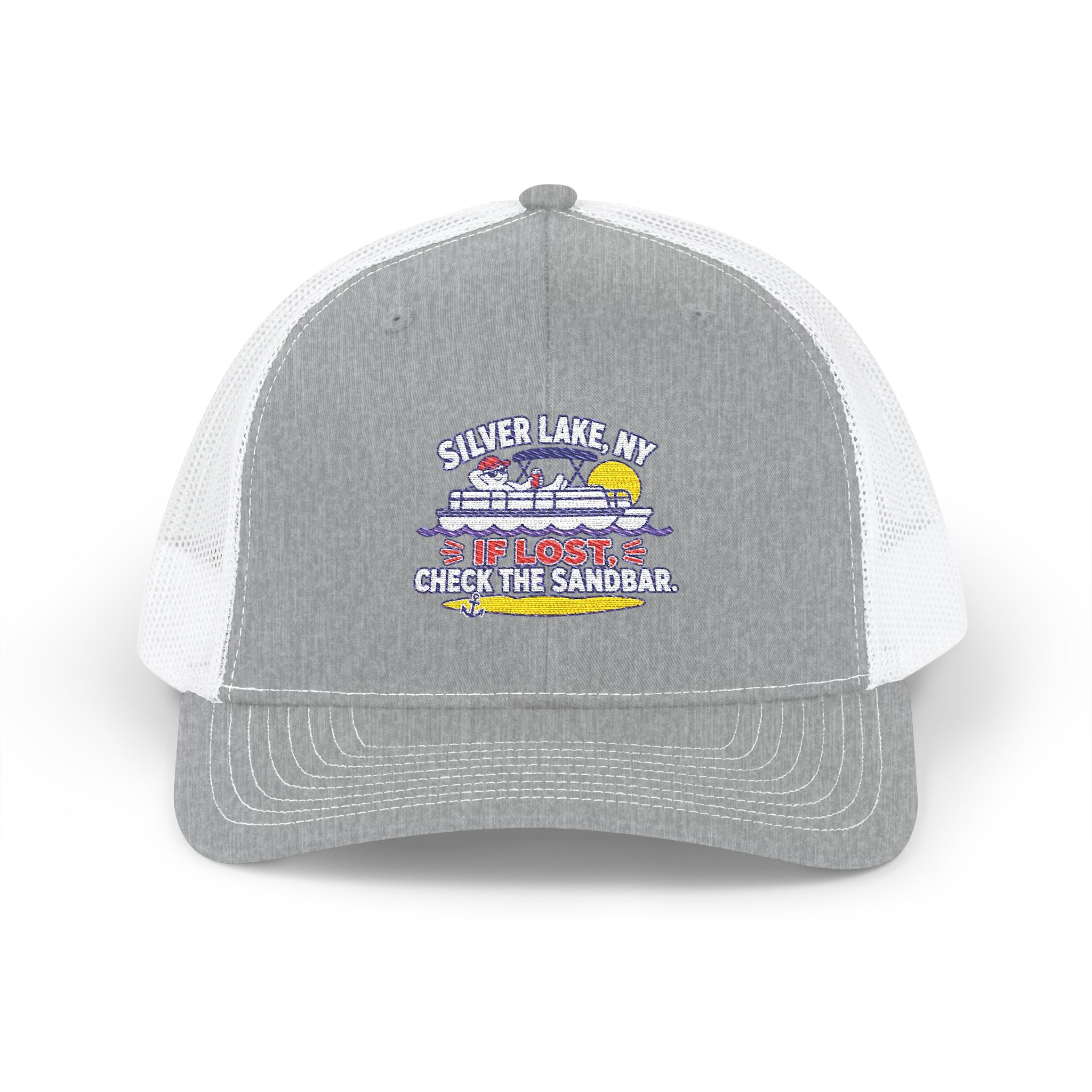 Silver Lake NY “If Lost, Check the Sandbar” Embroidered Trucker Hat