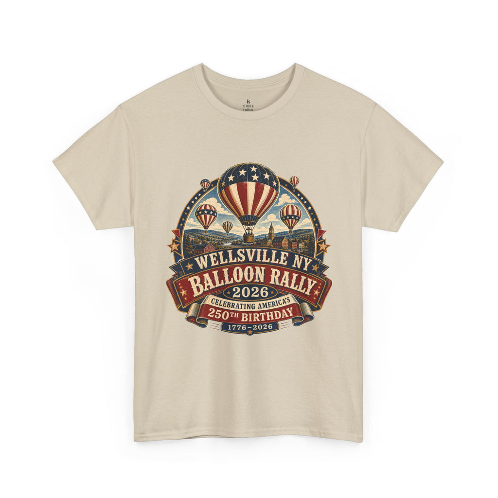 Wellsville NY Balloon Rally 2026 America 250 Vintage Festival T-Shirt