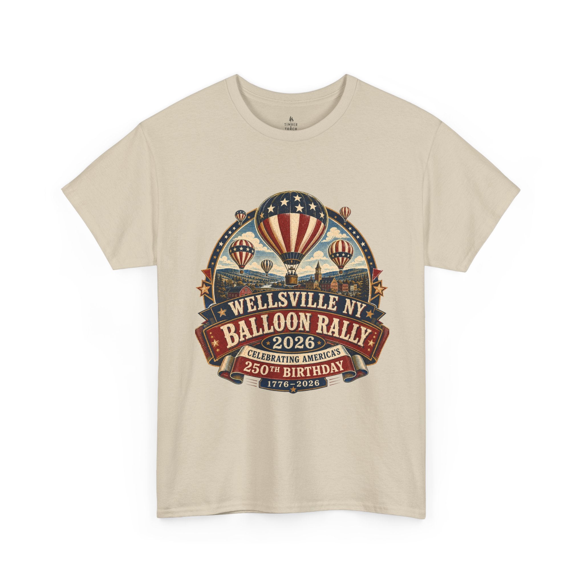 Wellsville NY Balloon Rally 2026 America 250 Vintage Festival T-Shirt