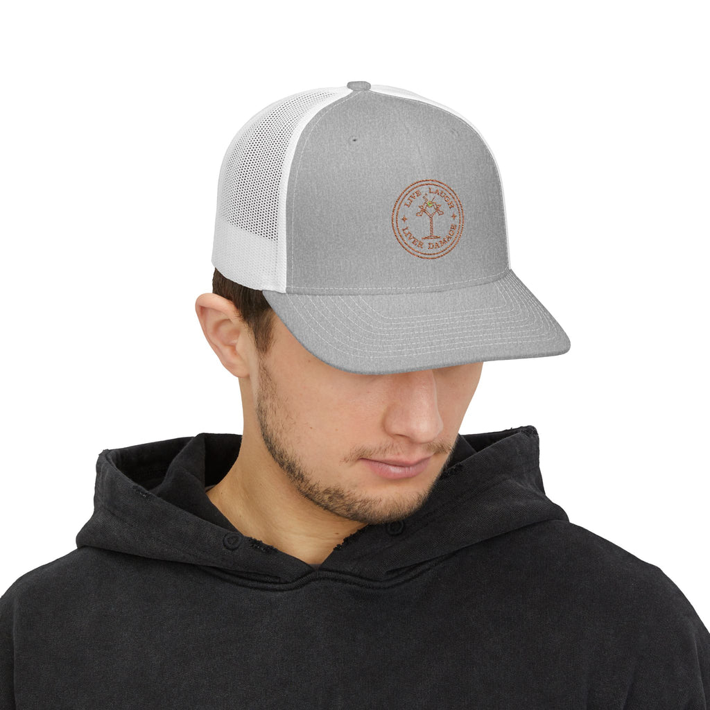 Vintage Trucker Cap – Live Laugh Liver Damaged Embroidered Snapback