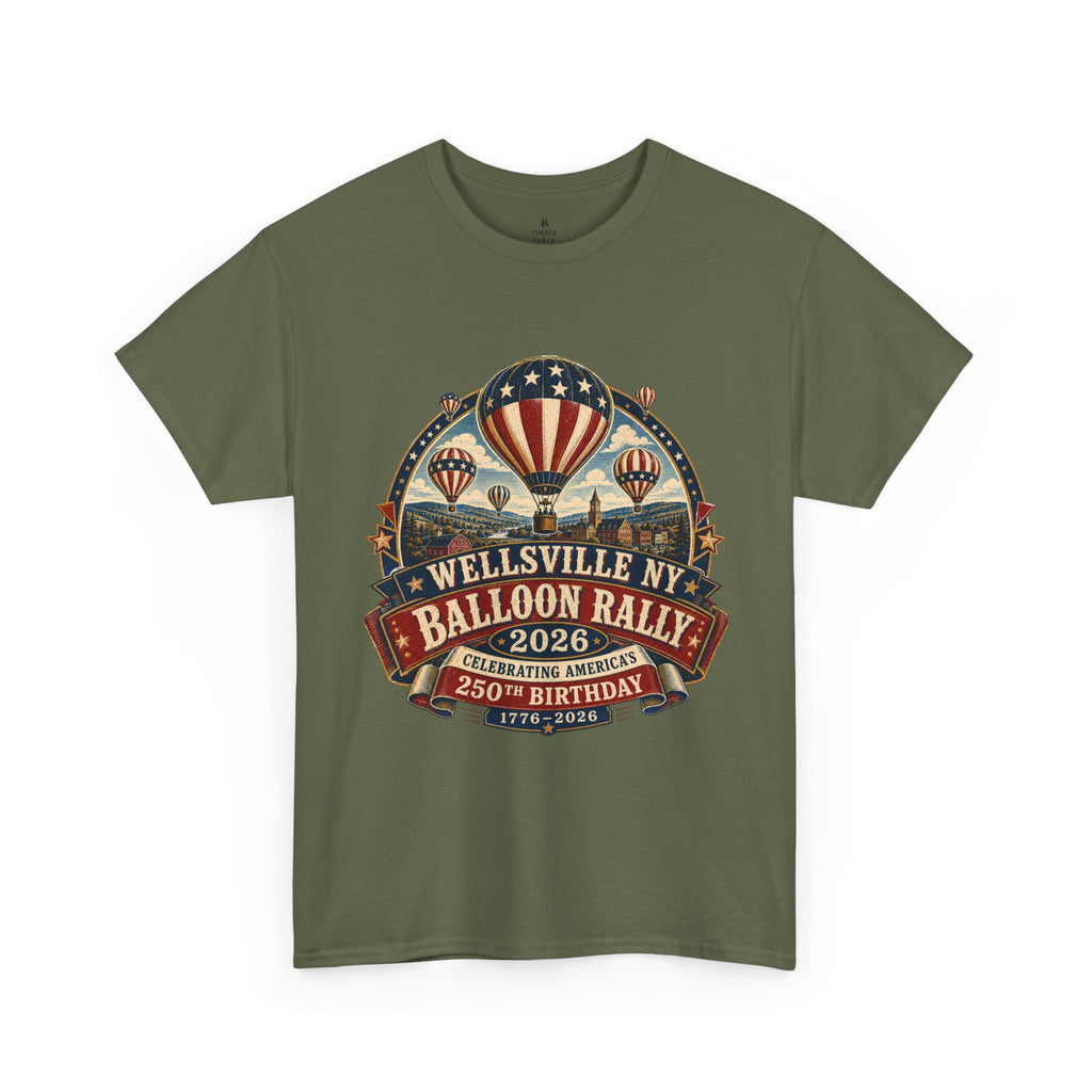 Wellsville NY Balloon Rally 2026 America 250 Vintage Festival T-Shirt