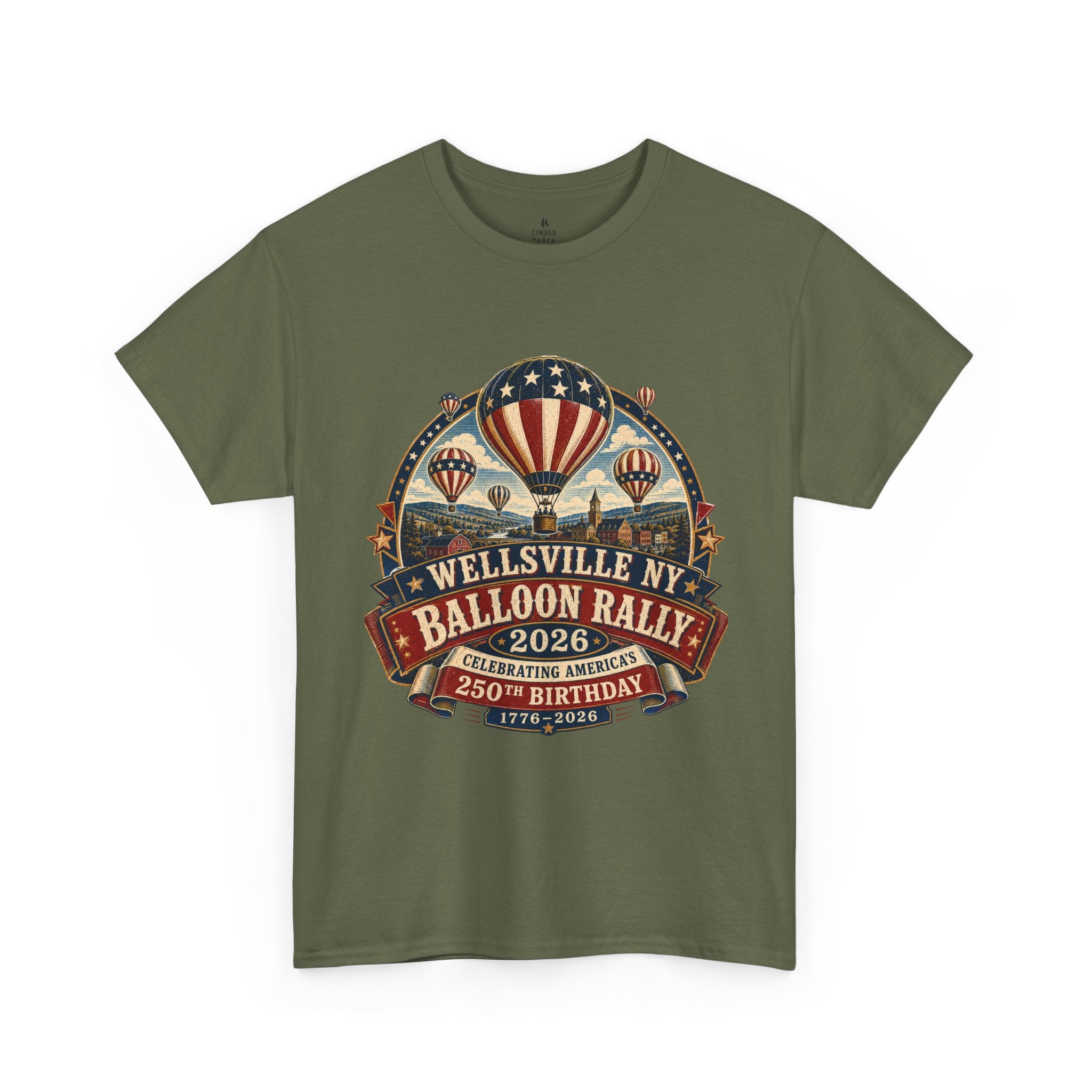 Wellsville NY Balloon Rally 2026 America 250 Vintage Festival T-Shirt