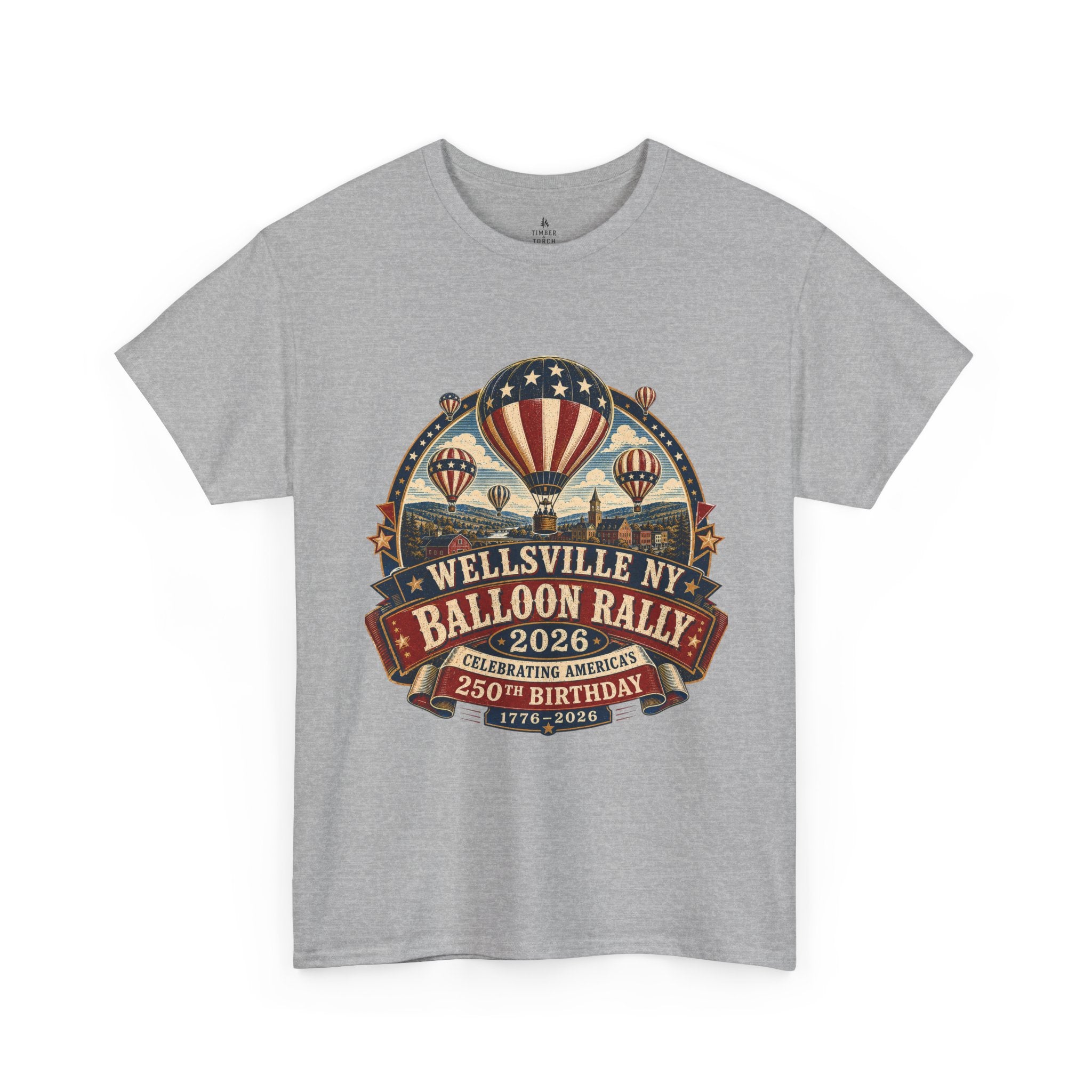 Wellsville NY Balloon Rally 2026 America 250 Vintage Festival T-Shirt