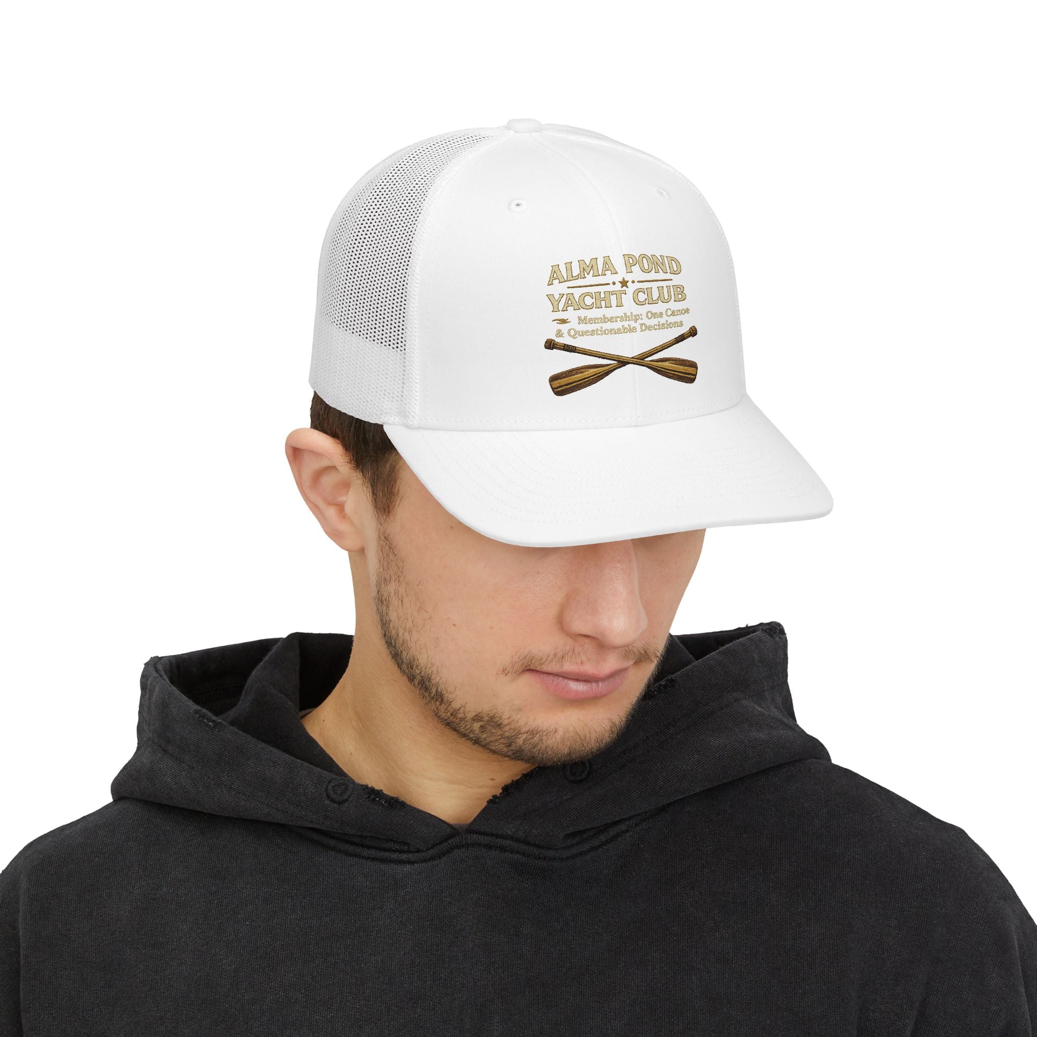 Yacht Club Trucker Hat — Alma Pond Oars Snapback Cap