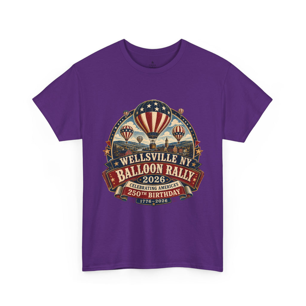 Wellsville NY Balloon Rally 2026 America 250 Vintage Festival T-Shirt