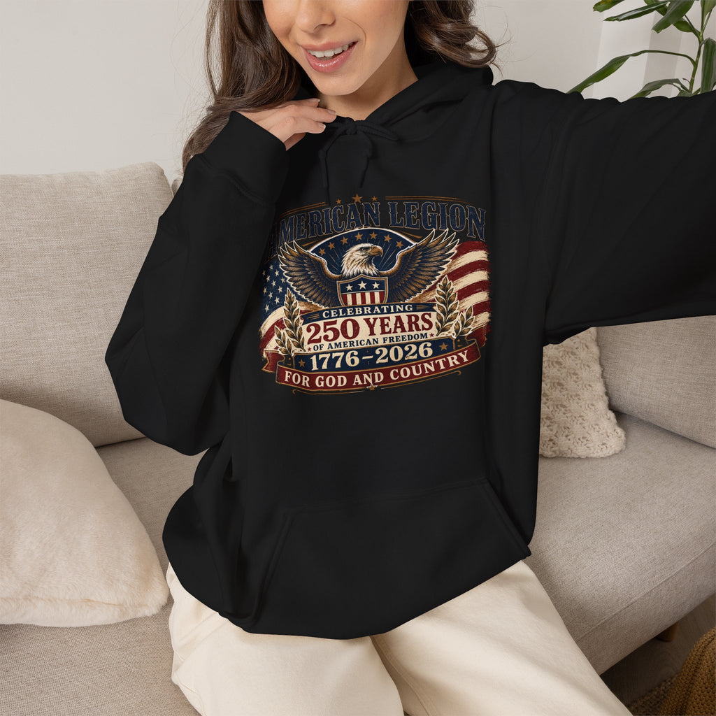 American Legion 250 Years Hoodie — "For God and Country" Patriotic Veteran Sweatshirt