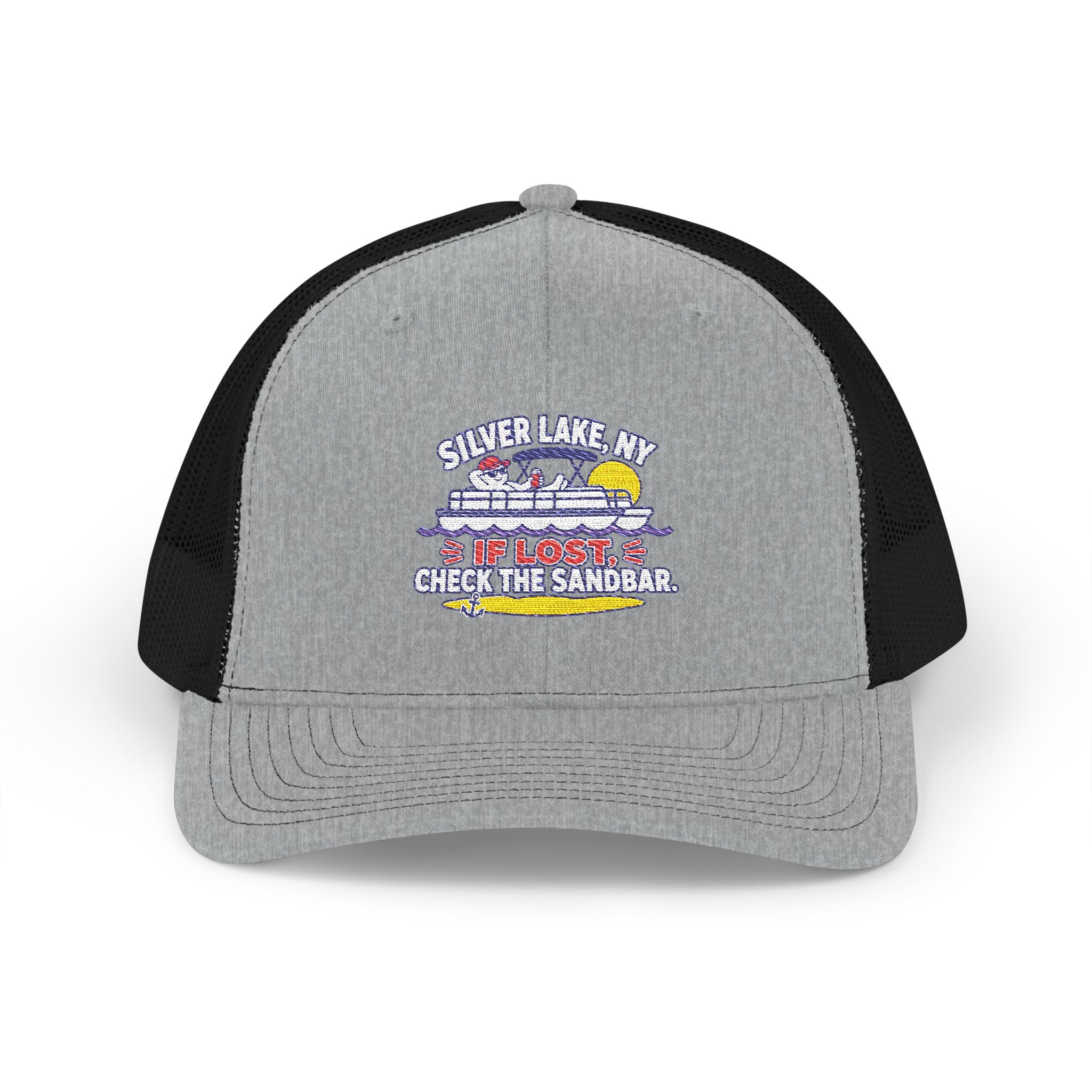 Silver Lake NY “If Lost, Check the Sandbar” Embroidered Trucker Hat