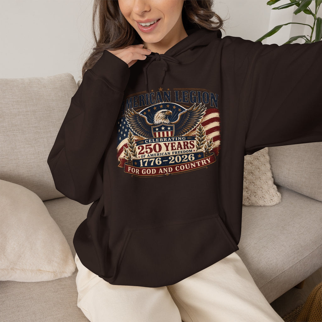American Legion 250 Years Hoodie — "For God and Country" Patriotic Veteran Sweatshirt