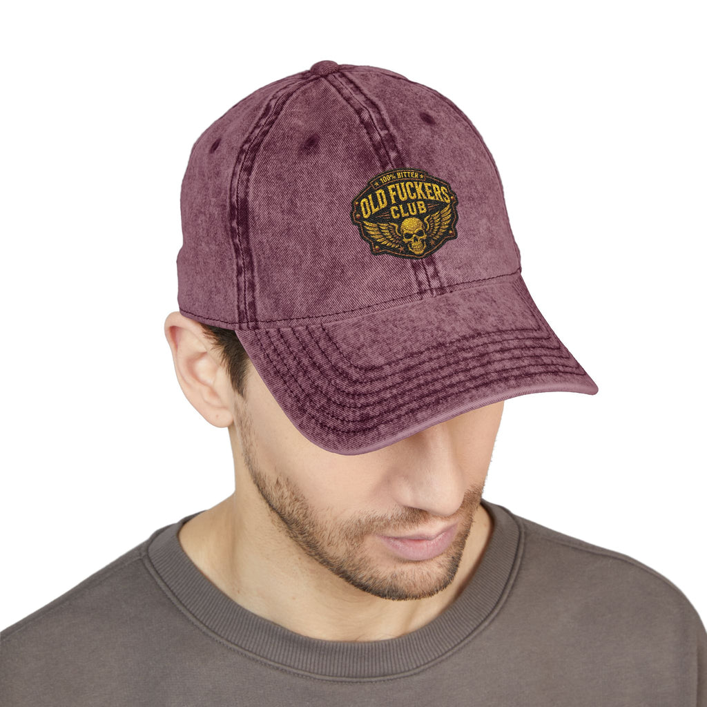Vintage Embroidered Cap — "Old *uckers Club" Distressed Baseball Hat
