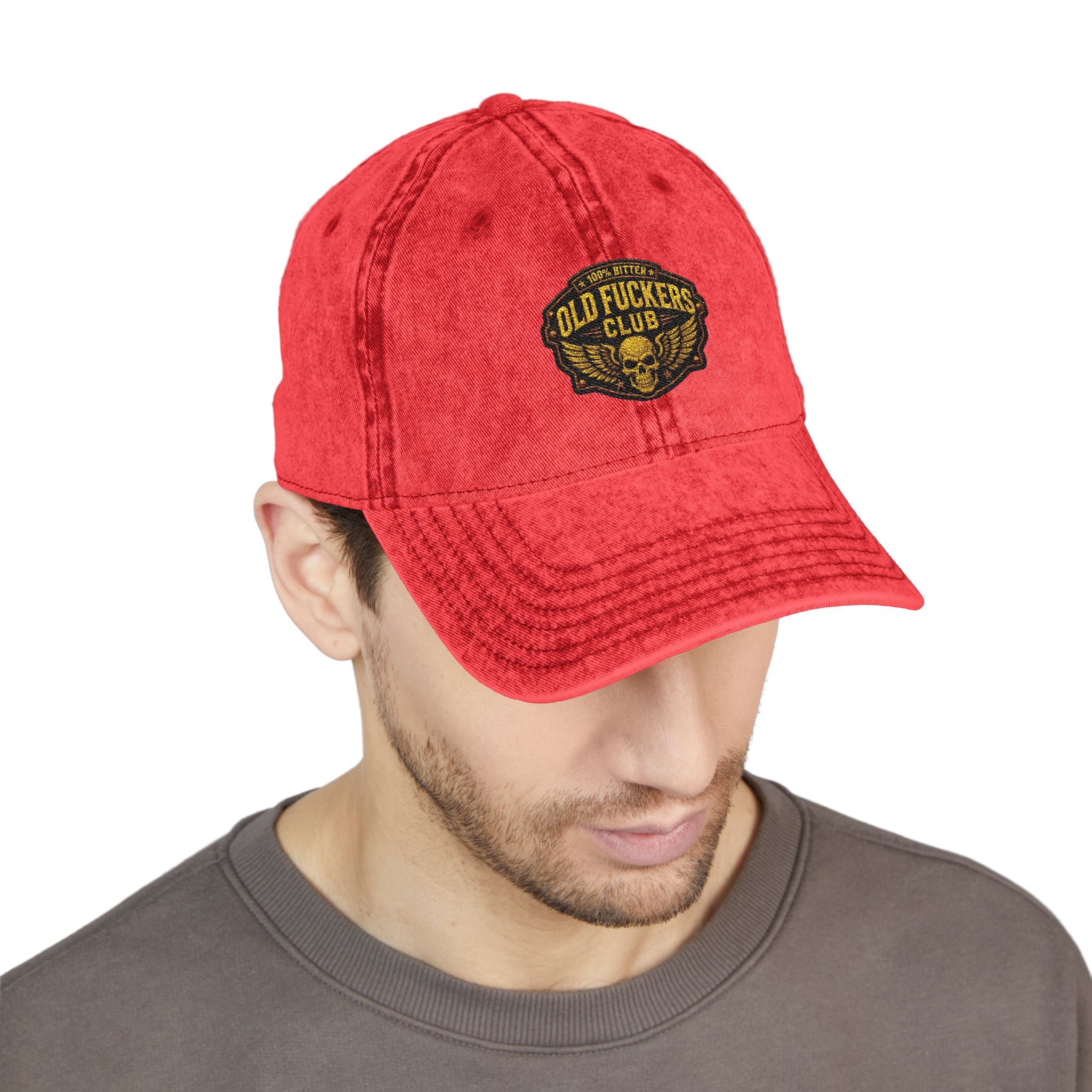 Vintage Embroidered Cap — "Old *uckers Club" Distressed Baseball Hat