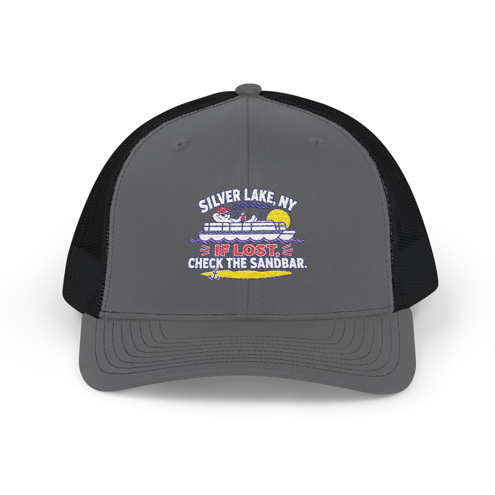 Silver Lake NY “If Lost, Check the Sandbar” Embroidered Trucker Hat