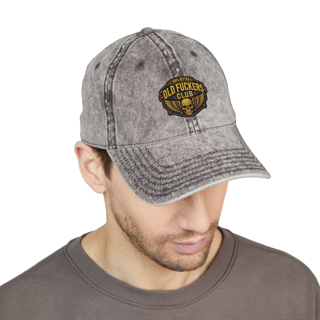 Vintage Embroidered Cap — "Old *uckers Club" Distressed Baseball Hat