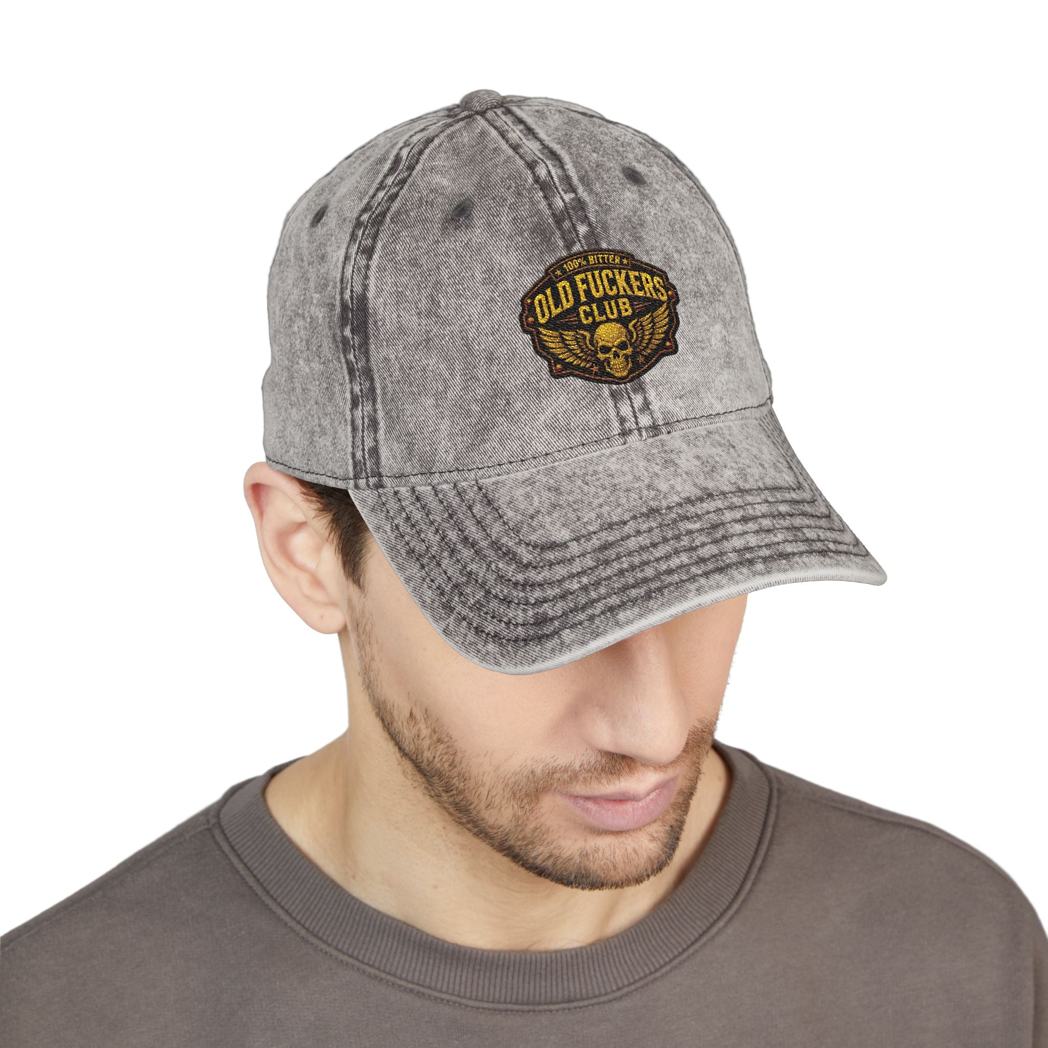 Vintage Embroidered Cap — "Old *uckers Club" Distressed Baseball Hat