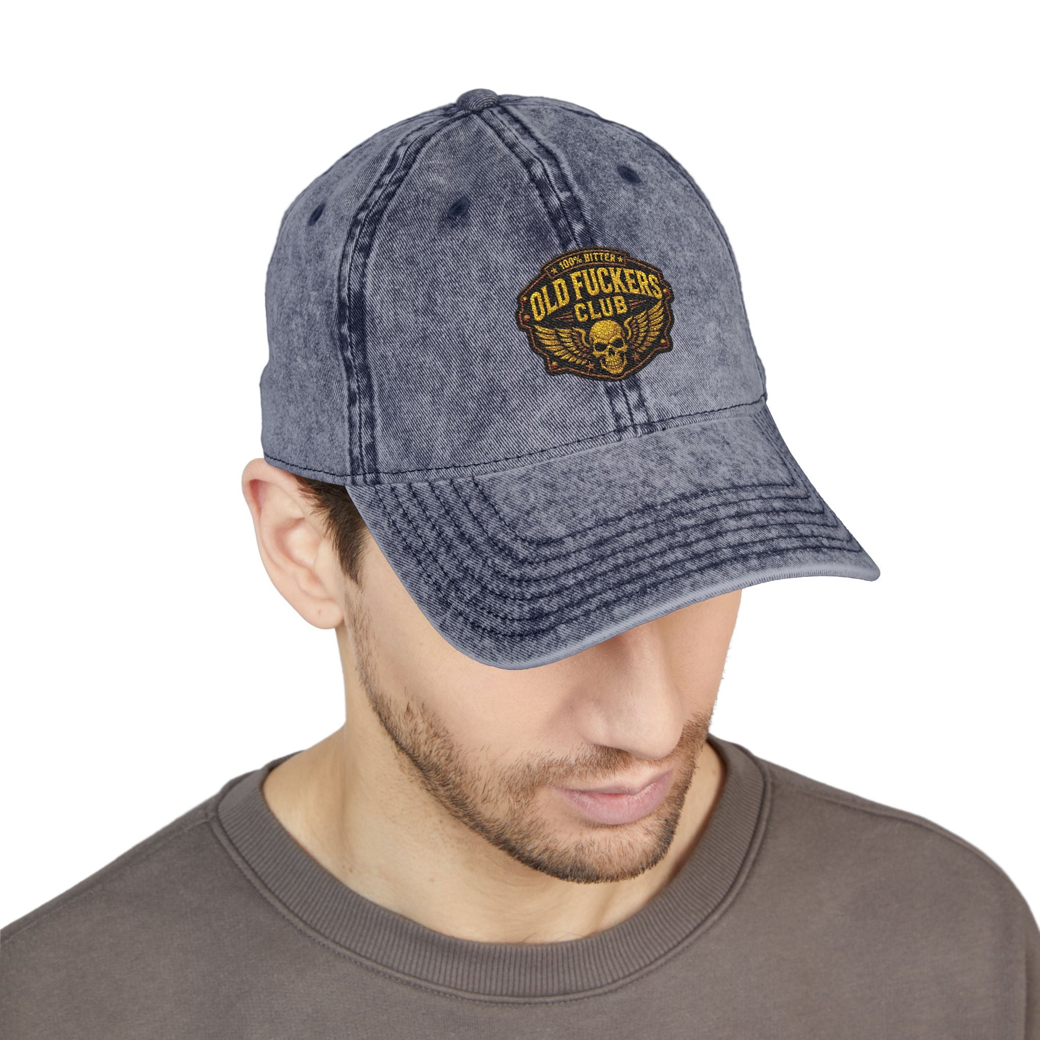 Vintage Embroidered Cap — "Old *uckers Club" Distressed Baseball Hat