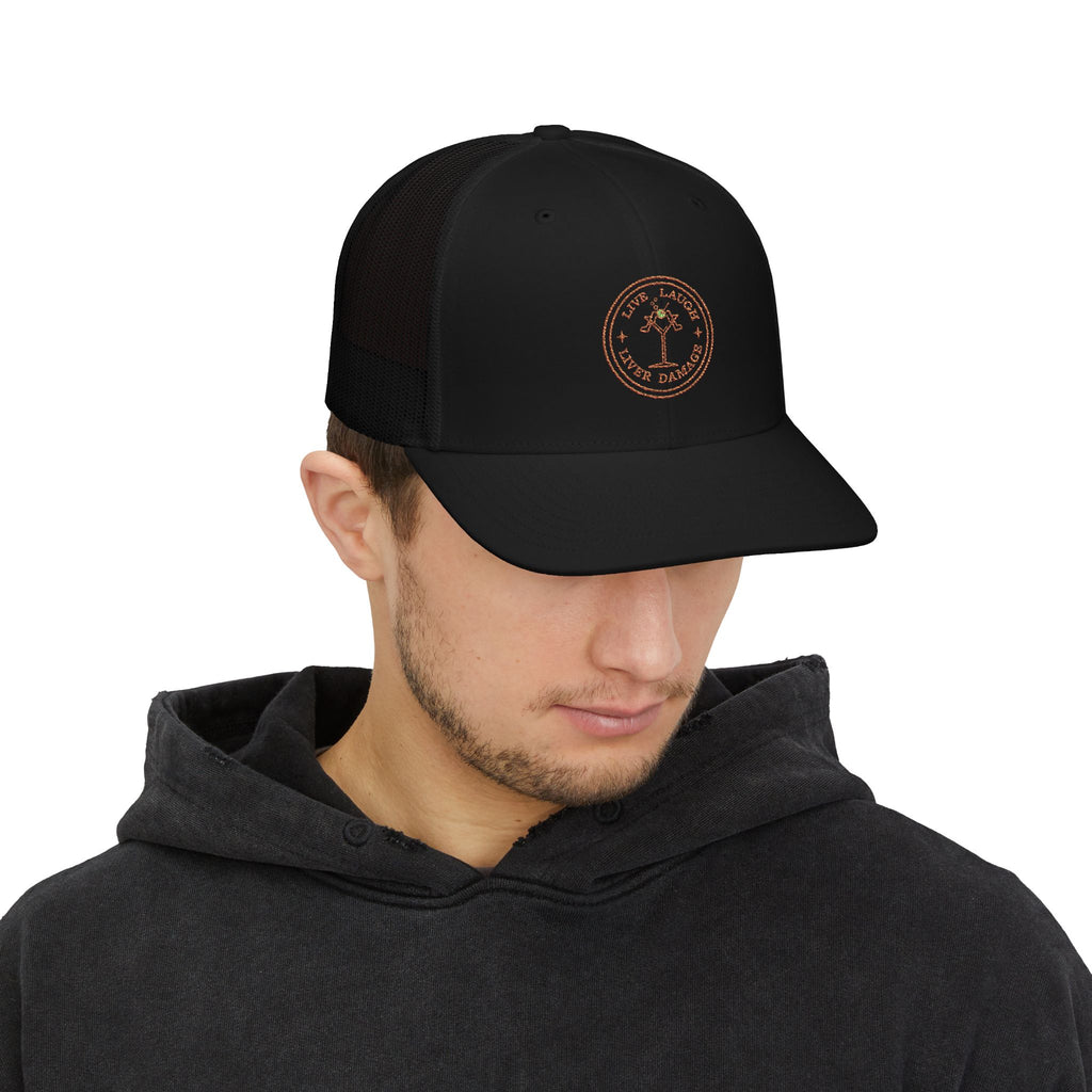 Vintage Trucker Cap – Live Laugh Liver Damaged Embroidered Snapback