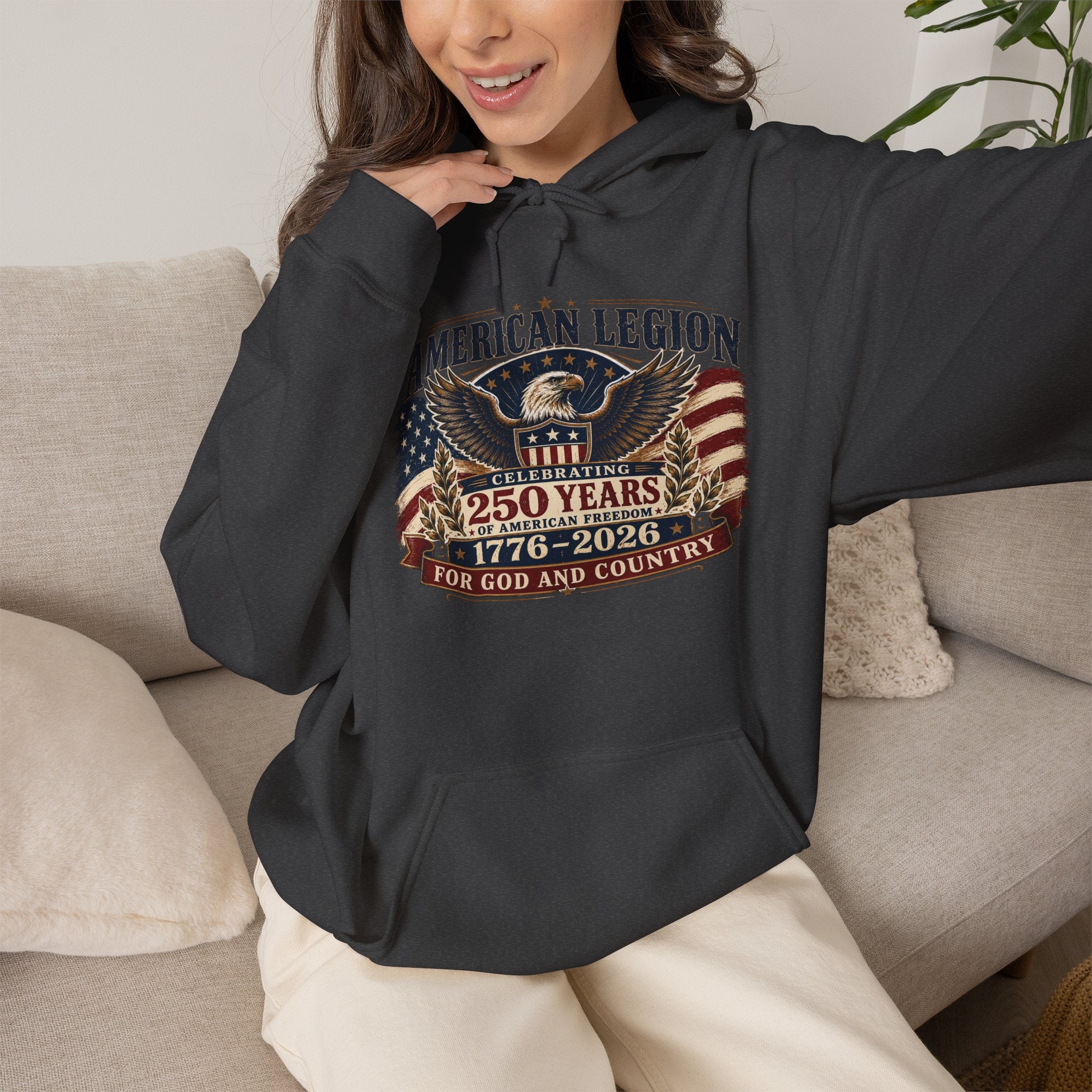 American Legion 250 Years Hoodie — "For God and Country" Patriotic Veteran Sweatshirt